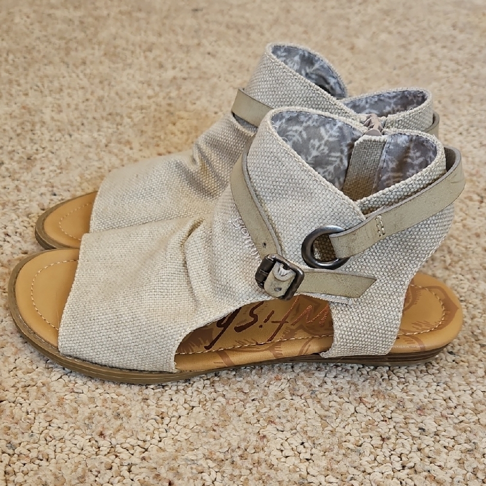 Blowfish Cream Malibu Sandals with Ankle Wrap and Adjustable Strap - Picture 4 of 12